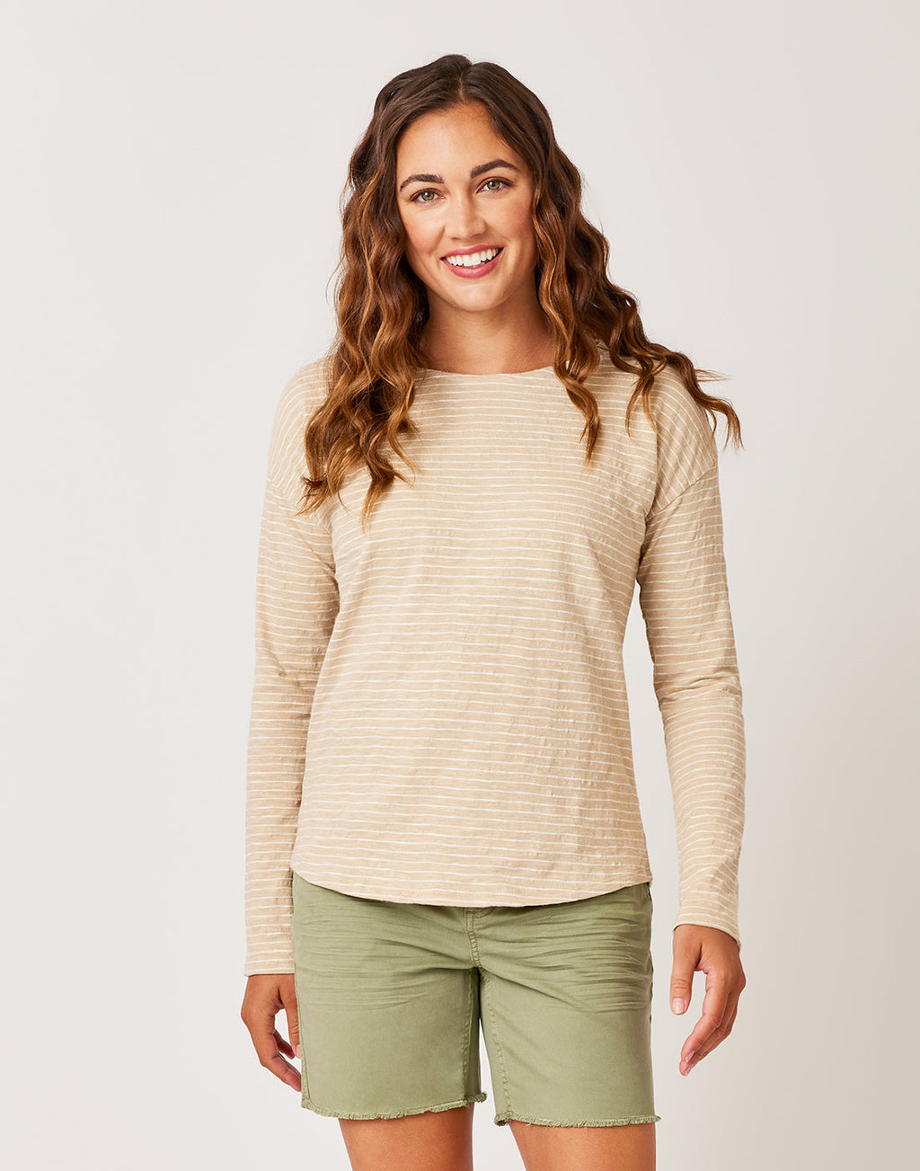 Alexis Top: Lt. Khaki Stripe