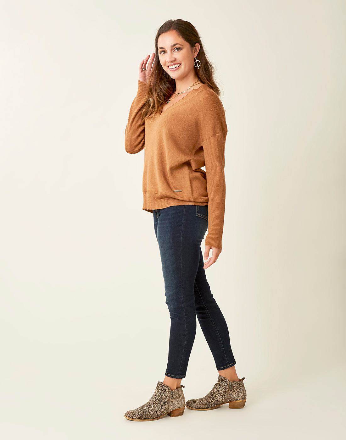 Aurora Sweater: Saddle