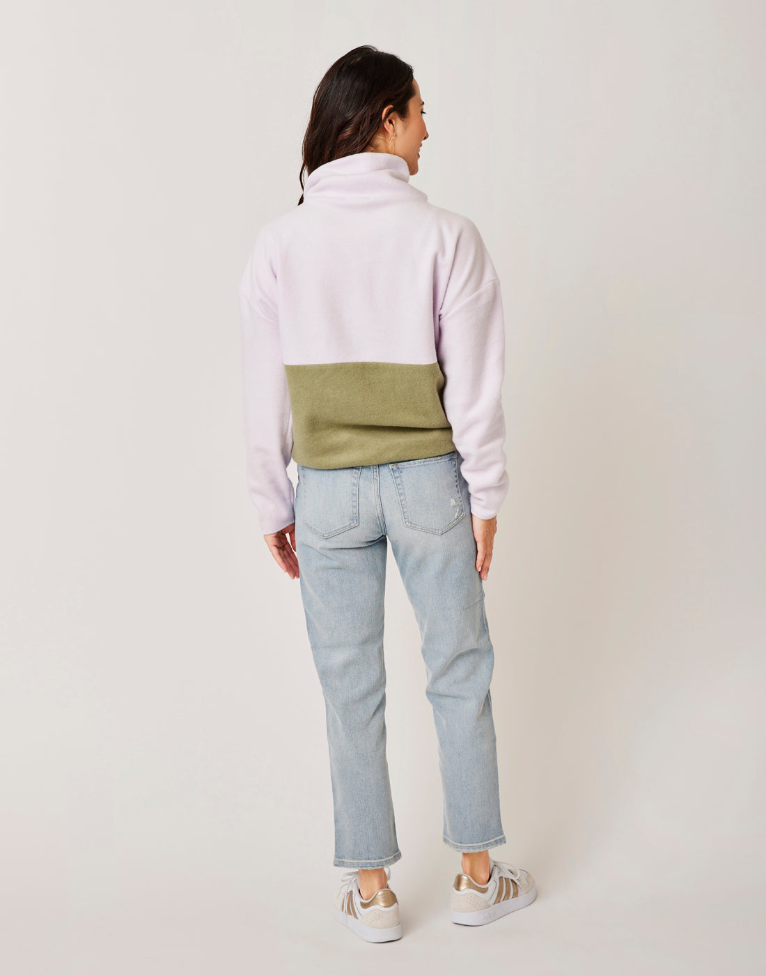 Rowayton Colorblock Cowl: Lavender w. Olive