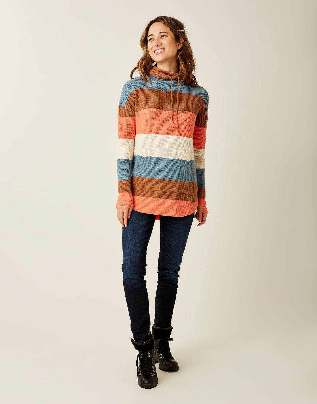 Rockvale Sweater: Coral Bold Stripe - FINAL SALE