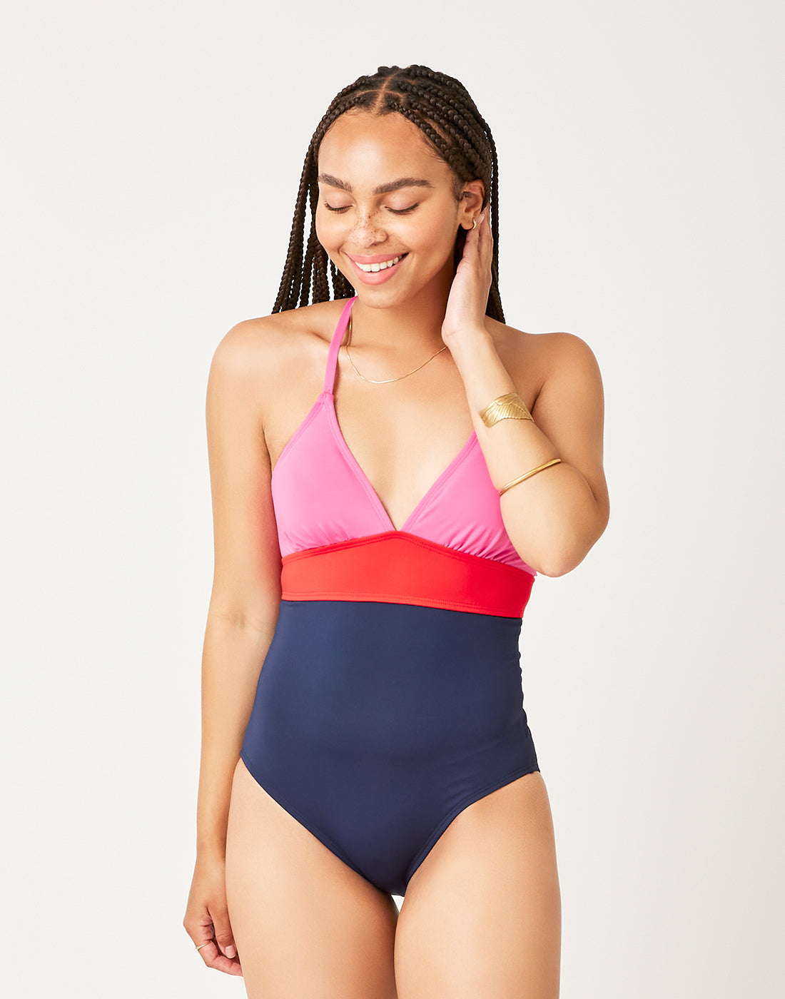 Dahlia One Piece: Fuchsia w. Navy