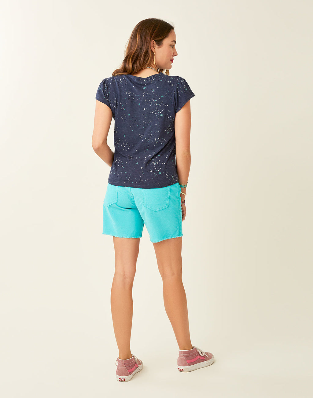 Mila Top: Navy Paint Splatter