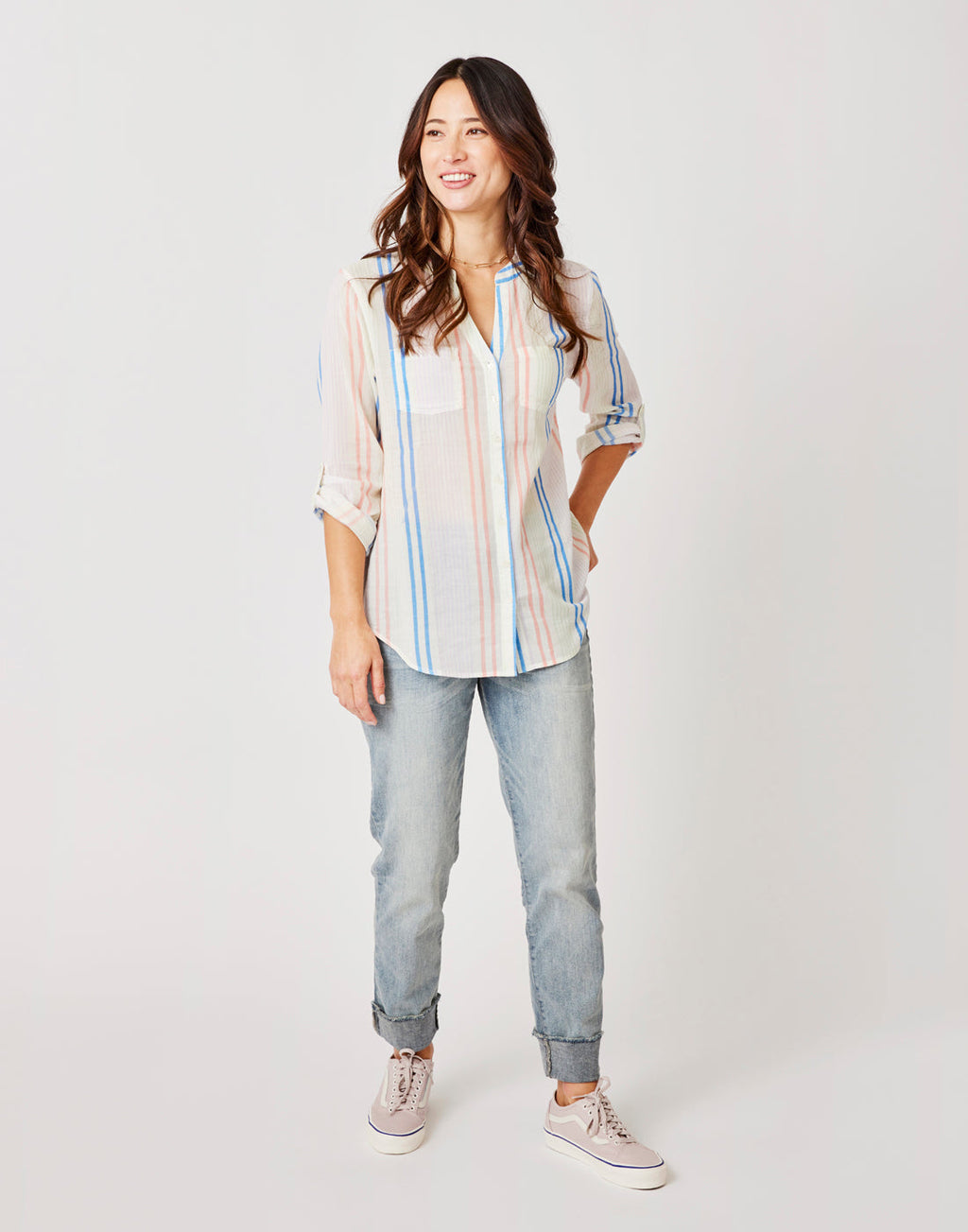 Dylan Gauze Tunic: Sunny Stripe