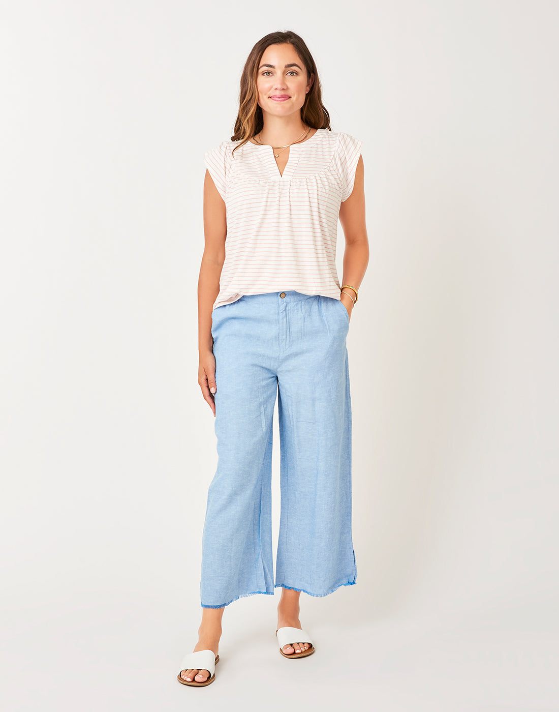 Kinsley Top: Cloud Dk. Azalea Stripe
