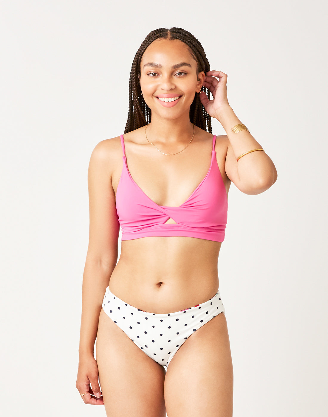 St. Barth Reversible Bottom: Botanical/Cloud Polka Dot