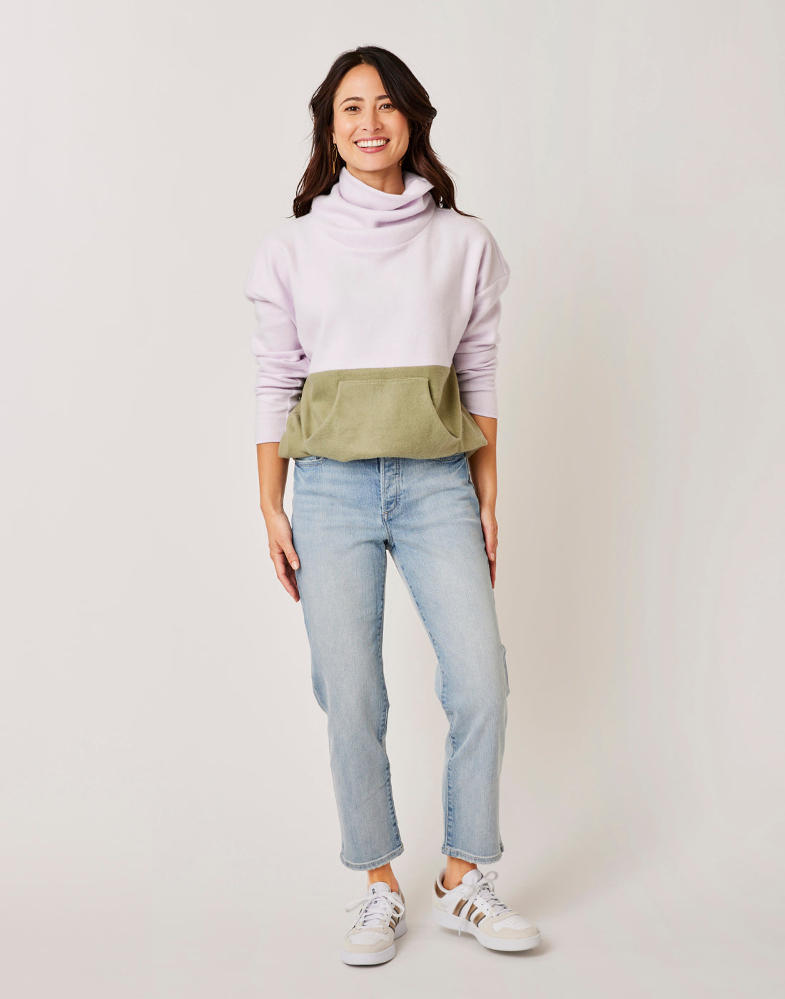 Rowayton Colorblock Cowl: Lavender w. Olive