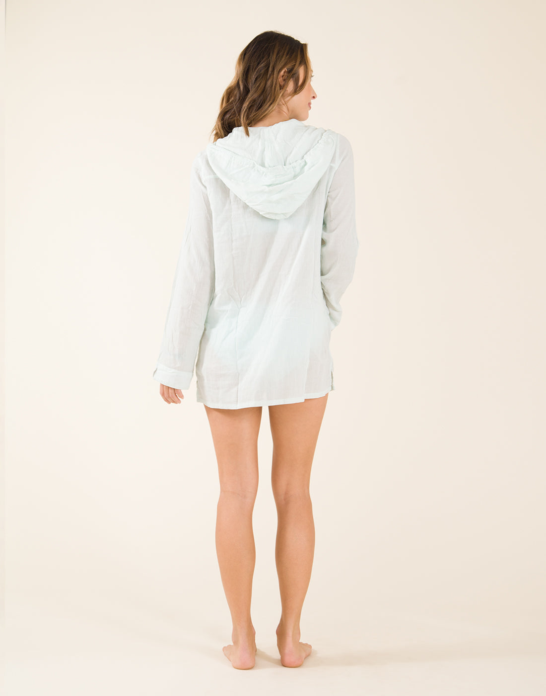 Harper Hoodie: Aqua Mini Stripe - FINAL SALE